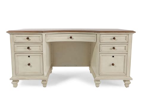 66" Country Seven-Drawer Executive Desk in Antique White | Mathis Brothers Furniture