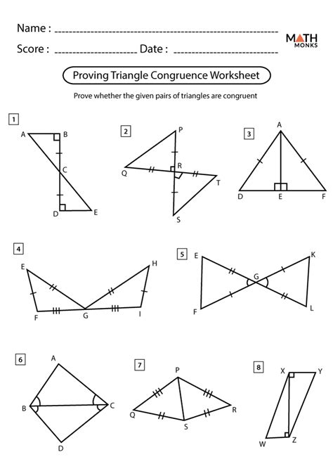 Similar And Congruent Triangles Pdf - Congruent Triangles Worksheets | Math Monks - Miyah Garcia