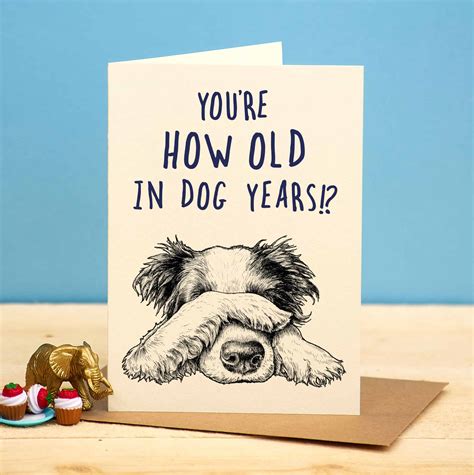 Dog Years Card - Funny Dog Birthday Card - Bewilderbeest