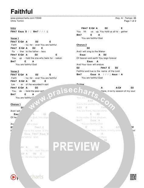 Faithful Chords PDF (Chris Tomlin) - PraiseCharts