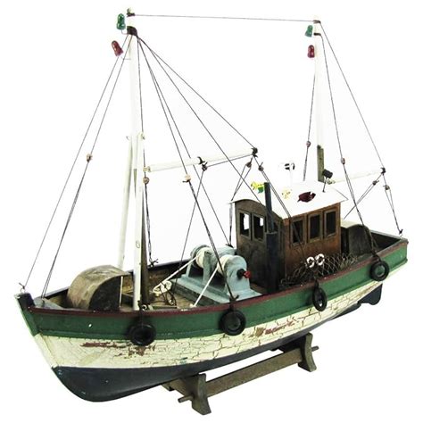 Wooden Fishing Boat Model Shrimp/Lobster/Scallop Dragger Vessel w/Display Stand: Amazon.co.uk ...