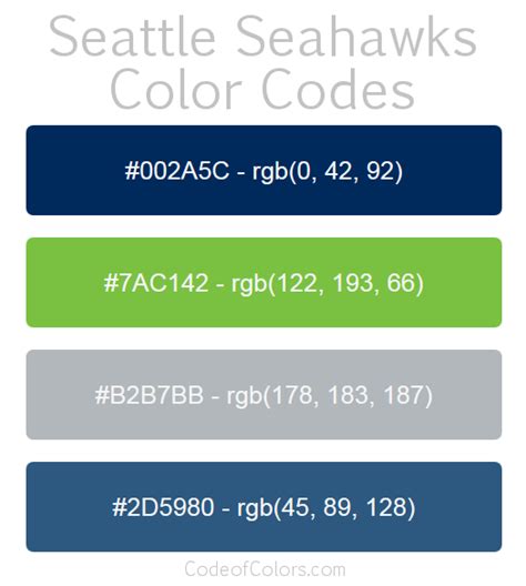 Seattle Seahawks Colors - Hex and RGB Color Codes