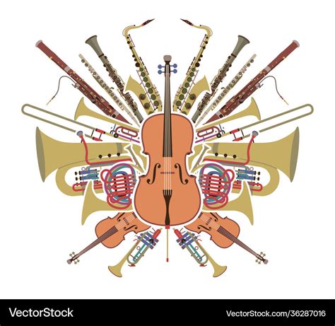 Orchestra instruments set cartoon graphic Vector Image