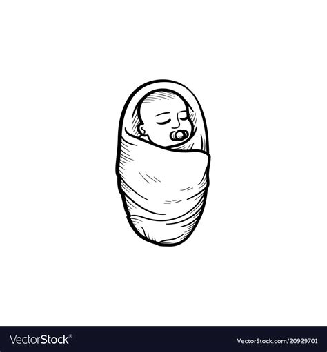 Swaddled infant hand drawn outline doodle icon Vector Image