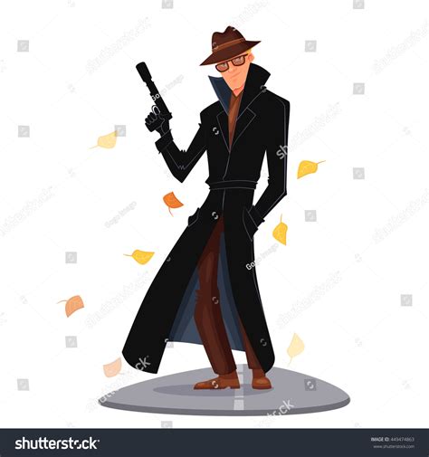 Cartoon Character Spy Gun Vector Illustration Stock Vector (Royalty ...