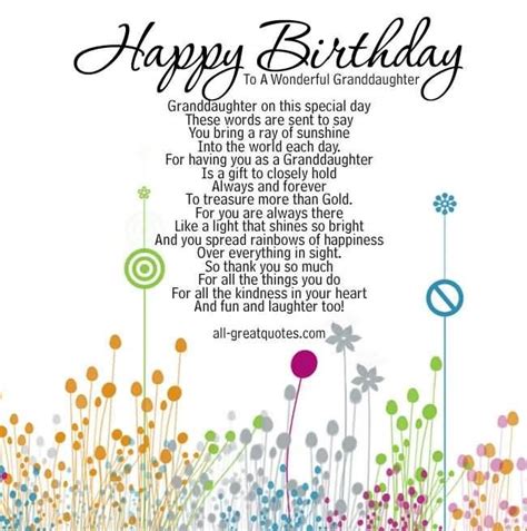 Birthday Wishes To Write For Sweet Granddaughter | Birthday verses for cards, Daughter birthday ...