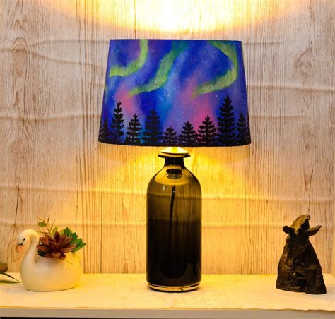 Hand painted Northern lights Lampshade For Ceiling / Table | Painting lamp shades, Blue lamp ...