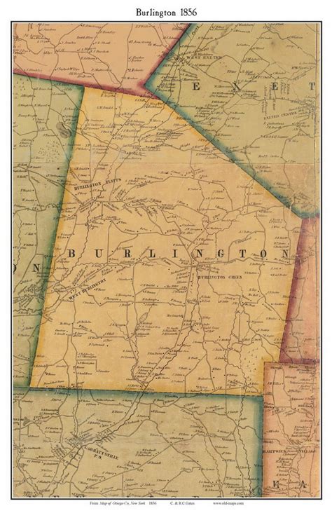 Burlington 1856 Old Town Map With Homeowner Names New York Reprint ...