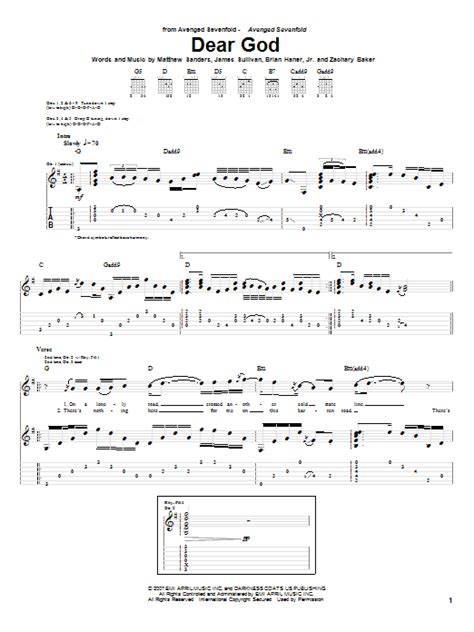 Dear God by Avenged Sevenfold - Guitar Tab - Guitar Instructor