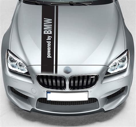 Powered by For BMW Dual Rally Hood Stripe Car VINYL STICKERS BANNER JDM ...