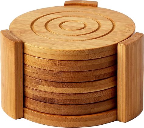 Amazon.com: Juvale Bamboo Coasters 6-Pack Set - Absorbent and Condensation Wooden Coasters with ...