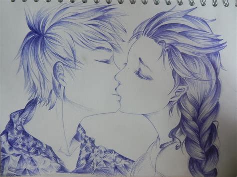 Elsa and Jack Frost Kiss by OrhideArt on DeviantArt