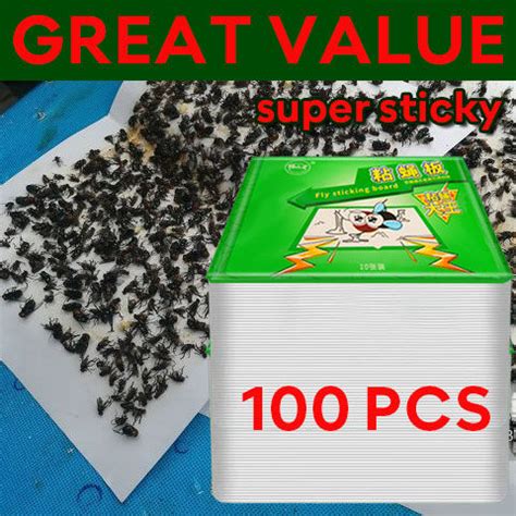 Wholesale 100 pcs fly paper trap super sticky 1 piece of paper can catch 1000 flies fly trap ...