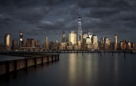 Обои sunset, Lower Manhattan, City of Gold, New - York картинки на рабочий стол, раздел город ...