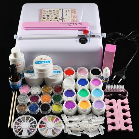 Nic 76 Professional Full Set 12 color UV Gel Kit Brush Nail Art Set + 36W Curing UV Lamp kit ...