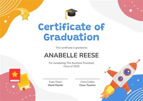 Preschool Graduation Certificate - Piktochart