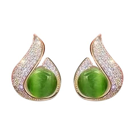 Chunleiiii Cat Eye Stone Drop Earrings New Green Cat Eye Stone Earrings ...