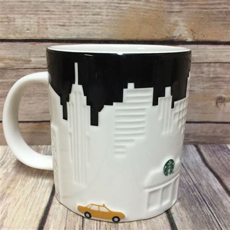 Starbucks New York City Coffee Mug Yellow Taxi Skyline Relief Black ...