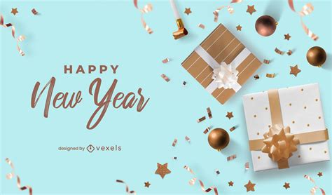 Happy New Year Party Background Design Vector Download