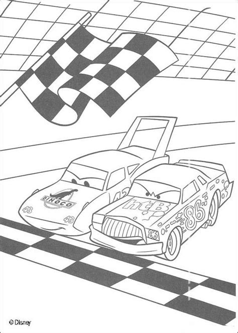 Racing between chick hicks and the king coloring pages - Hellokids.com