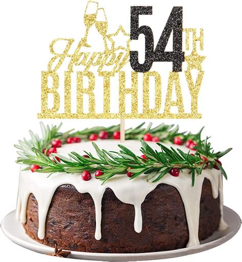 Amazon.com: Happy 54th Birthday Cake Topper - Fifty four-year-old Cake Topper, 54th Birthday ...