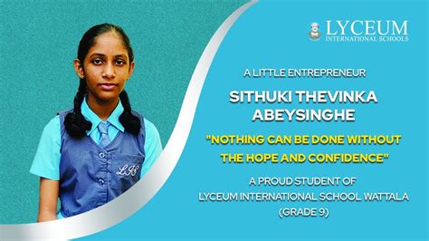 A Little Entrepreneur | Sithuki Thevinka Abeysinghe | A proud Student of Lyceum Wattala - YouTube