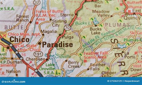 Map Image of Paradise California Stock Image - Image of wildfires, nearby: 275363129