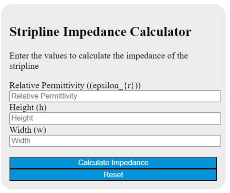 Stripline Impedance Calculator - Calculator Academy