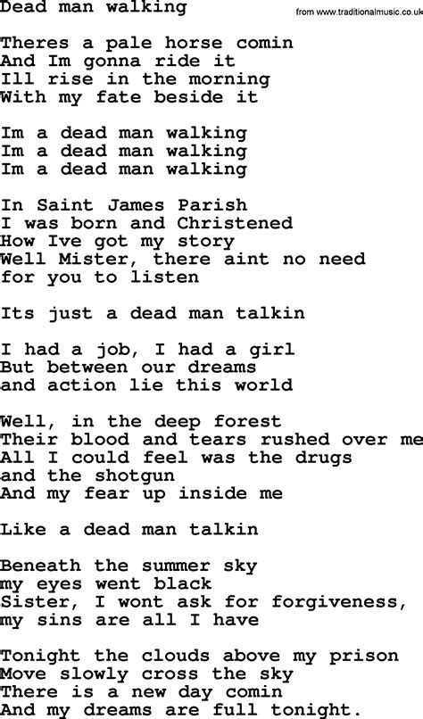 Bruce Springsteen song: Dead Man Walking, lyrics