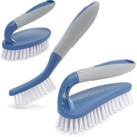 Buy Scrub Brush Set of 3pcs - Cleaning Shower Scrubber with Ergonomic ...