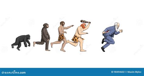 Cartoon Evolution Theory, Progression of Man Mankind Stock Vector - Illustration of education ...