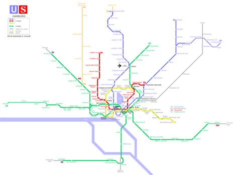 Hamburg U-Bahnkarte | Detaillierte Karte der Untergrundbahn von Hamburg, Deutschland für den ...