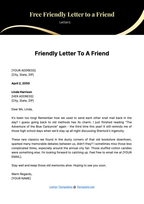 Free Friendly Letter to a Friend Template - Edit Online & Download ...