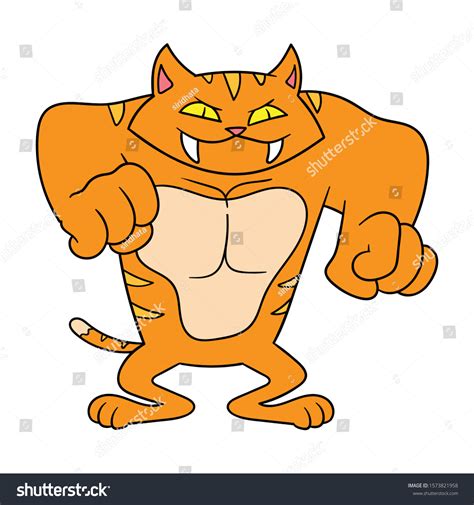 Cartoon Muscular Cat Character Illustration Stock Vector (Royalty Free ...