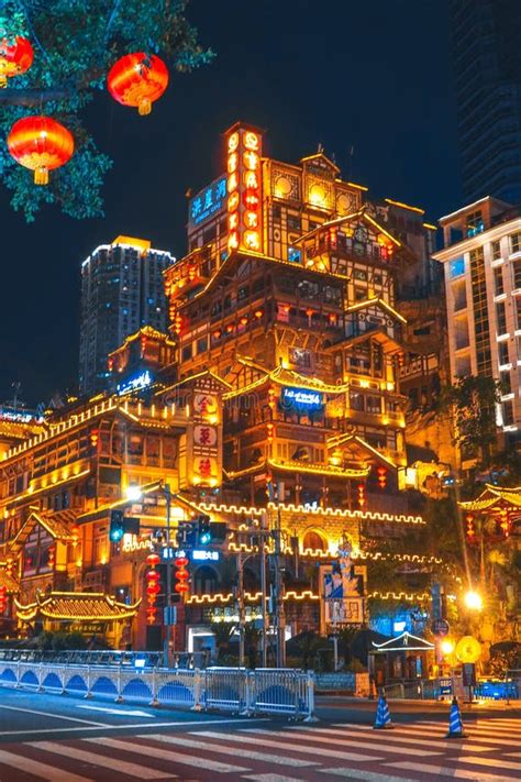 Amazing Night View of the Hongyadong Commercial District, Chongqing, China Editorial Stock Photo ...