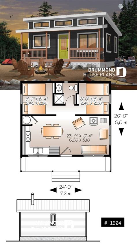 TINY RUSTIC COTTAGE CABIN PLAN 2 BEDROOM | Cabin house plans, Tiny house floor plans, Drummond ...