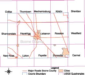 Map Of Boone County Indiana - Cities And Towns Map