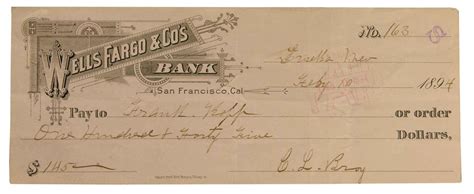 Wells Fargo & Company Bank Check