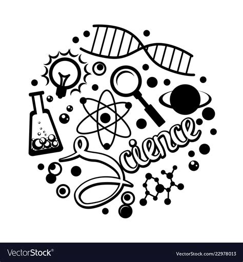 Word science and icons on white Royalty Free Vector Image