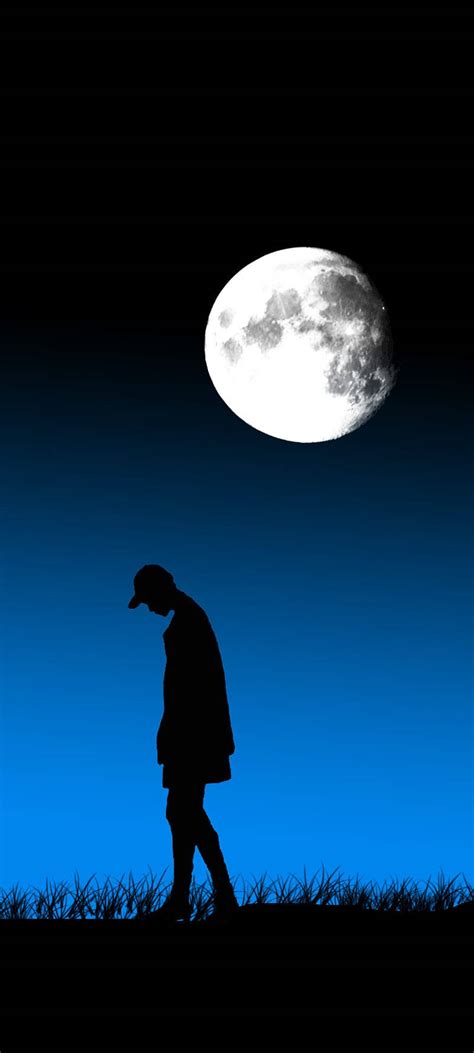 Download Dark Sad Man And Moon Wallpaper | Wallpapers.com