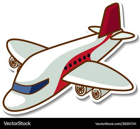 Sticker design with airplane isolated Royalty Free Vector