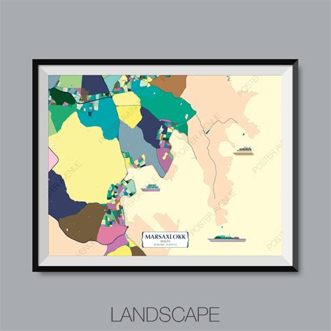 Marsaxlokk Malta Map Print Modern Contemporary Chroma | Etsy