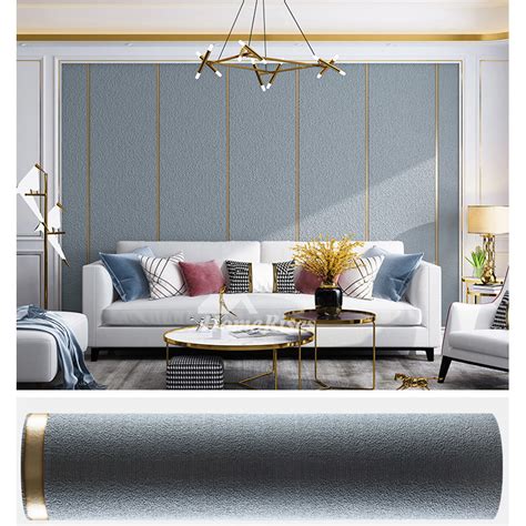 Modern living room TV background wallpaper 3D house Grey/ Blue Luxury ...