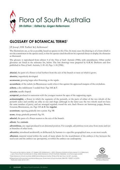 (PDF) Glossary of botanical terms (version 1)