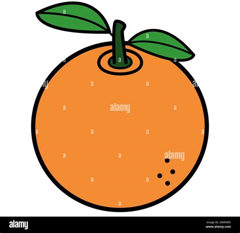 Illustration of a orange fruit with color. Cartoon draw, orange icon ...