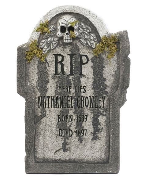 Halloween gravestone with skull & moss 55 cm | | horror-shop.com