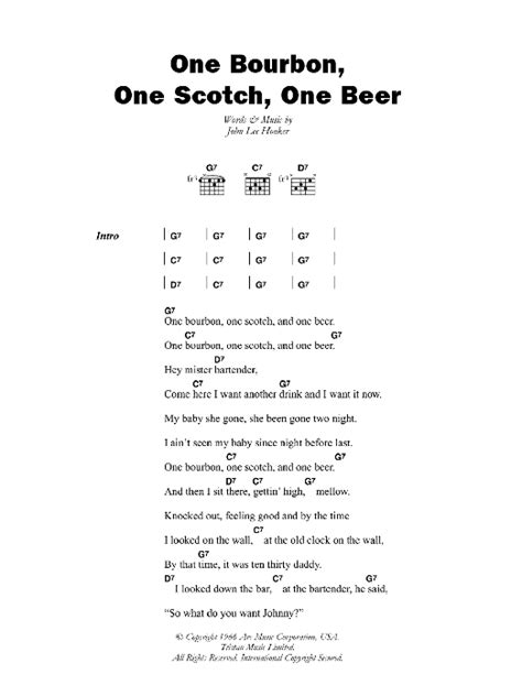 One Bourbon, One Scotch, One Beer by John Lee Hooker - Guitar Chords ...