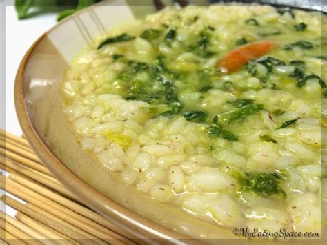 Congee Rice Porridge with Spinach - My Eating Space