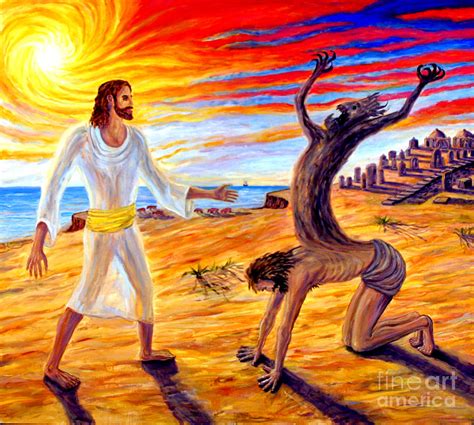 Jesus Evicting A Demon Painting by Arthur Robins