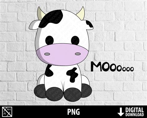 Cute Cow Png, Cartoon Clipart, Calf, Sweet Farm Animal Baby Shower Invitation, Nursery Decor ...